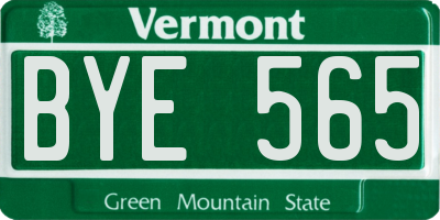 VT license plate BYE565