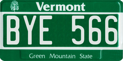 VT license plate BYE566