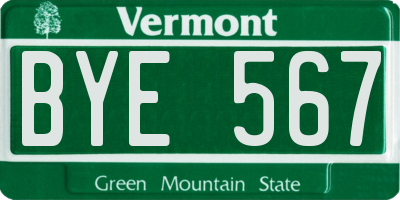 VT license plate BYE567