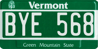 VT license plate BYE568