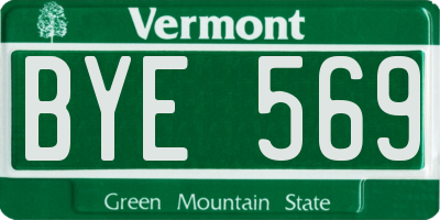 VT license plate BYE569