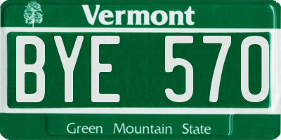 VT license plate BYE570