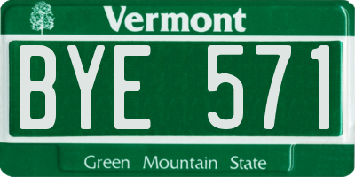 VT license plate BYE571