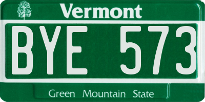 VT license plate BYE573