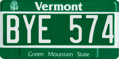 VT license plate BYE574