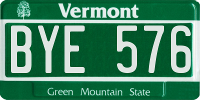 VT license plate BYE576