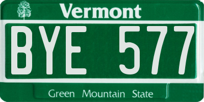 VT license plate BYE577