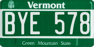 VT license plate BYE578