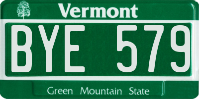 VT license plate BYE579