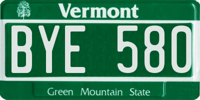 VT license plate BYE580