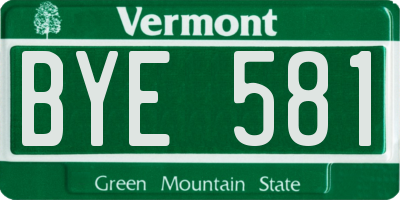 VT license plate BYE581