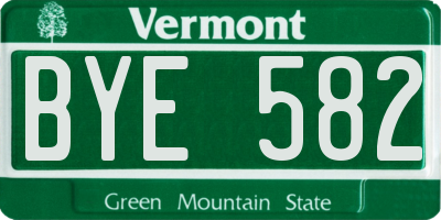 VT license plate BYE582