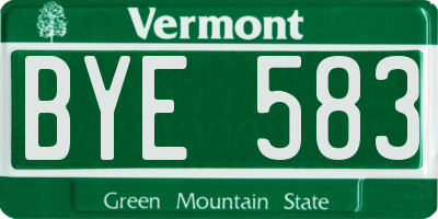 VT license plate BYE583