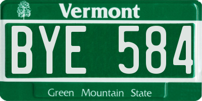 VT license plate BYE584