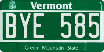 VT license plate BYE585