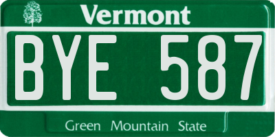 VT license plate BYE587