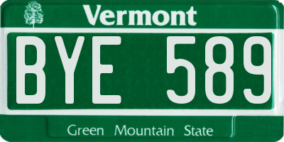 VT license plate BYE589