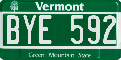 VT license plate BYE592