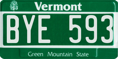 VT license plate BYE593