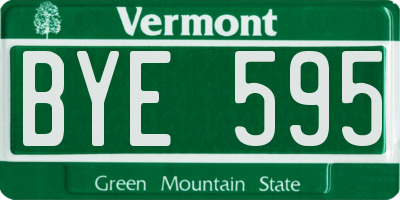 VT license plate BYE595