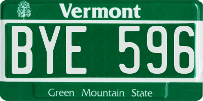 VT license plate BYE596