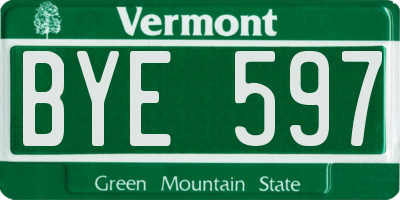 VT license plate BYE597