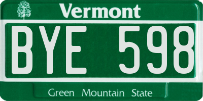 VT license plate BYE598