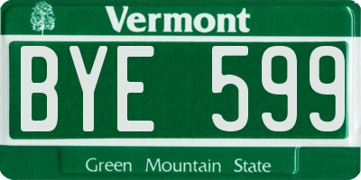 VT license plate BYE599