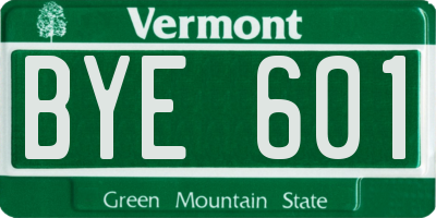 VT license plate BYE601