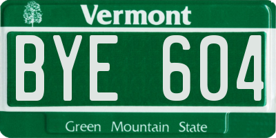 VT license plate BYE604