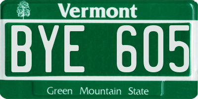 VT license plate BYE605
