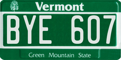 VT license plate BYE607