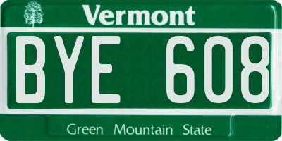 VT license plate BYE608