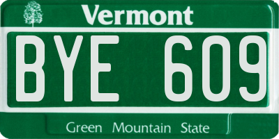 VT license plate BYE609