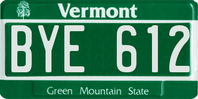 VT license plate BYE612