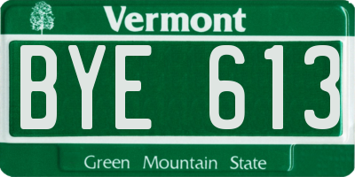 VT license plate BYE613