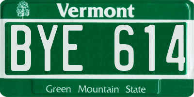 VT license plate BYE614