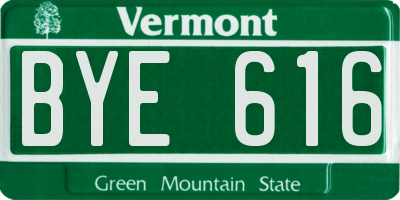 VT license plate BYE616