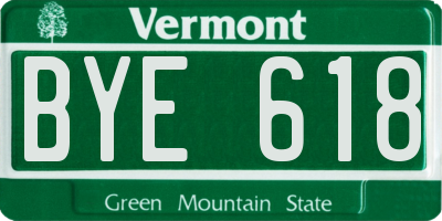 VT license plate BYE618