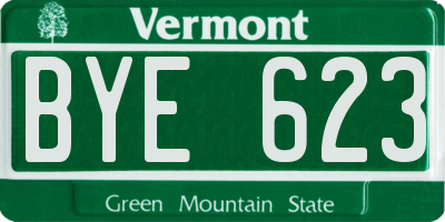 VT license plate BYE623
