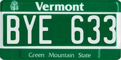 VT license plate BYE633