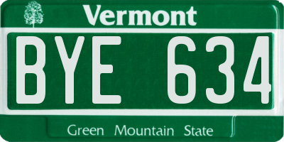 VT license plate BYE634