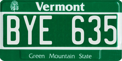 VT license plate BYE635