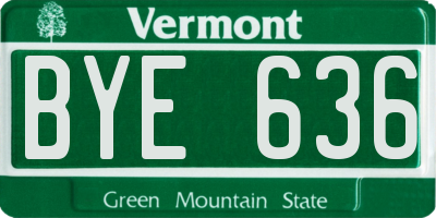 VT license plate BYE636