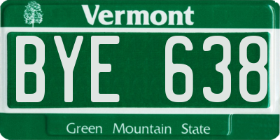 VT license plate BYE638