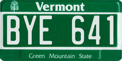VT license plate BYE641