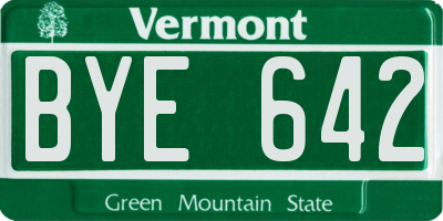 VT license plate BYE642
