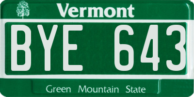 VT license plate BYE643