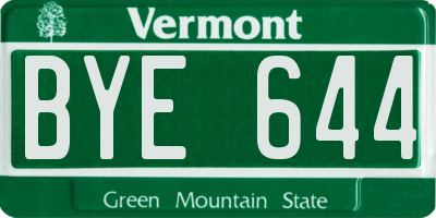 VT license plate BYE644