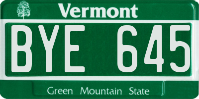 VT license plate BYE645